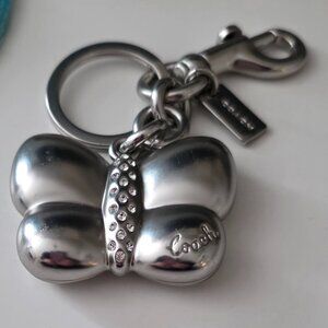 Coach Butterfly Silver 3D Keychain Charm with rhinestone - crystals
